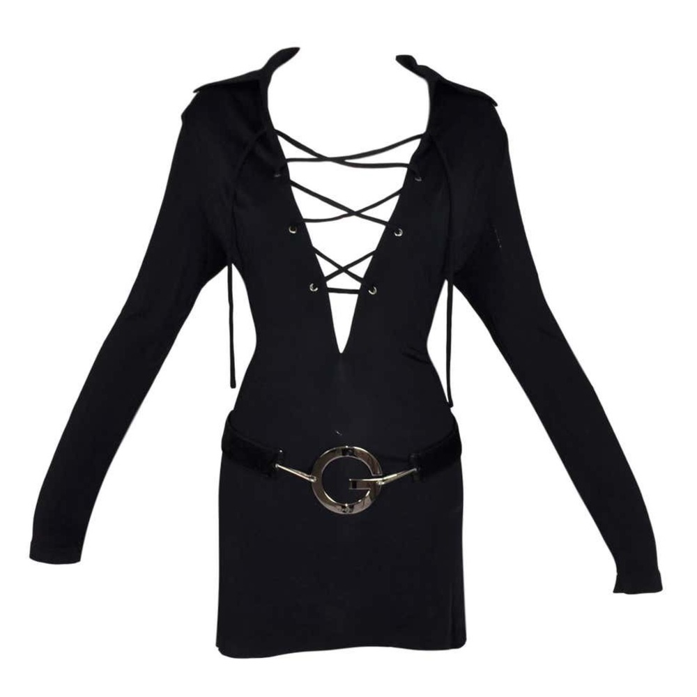 Iconic vintage black Tom Ford for Gucci Spring/Summer 1996 mini-dress